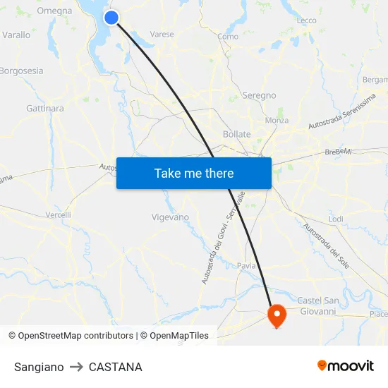 Sangiano to Castana map