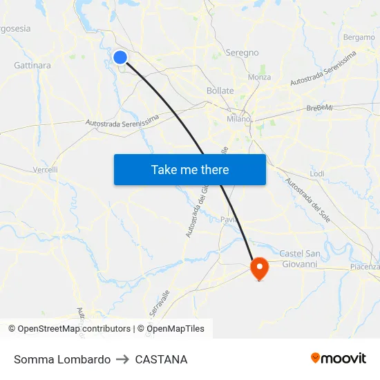 Somma Lombardo to Castana map