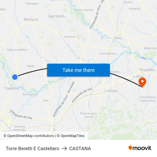 Torre Beretti e Castellaro to Castana map
