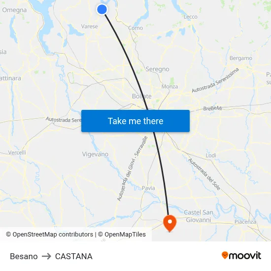 Besano to Castana map