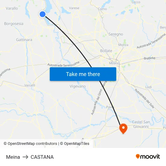 Meina to Castana map