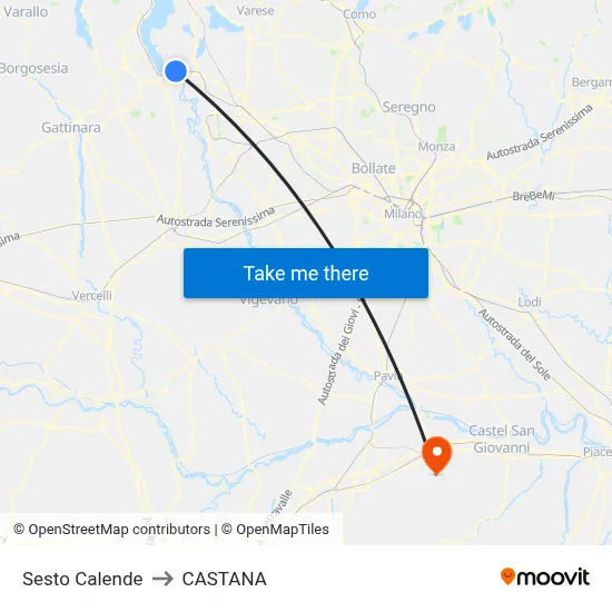 Sesto Calende to Castana map