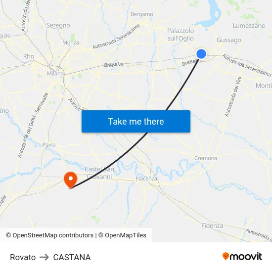Rovato to Castana map