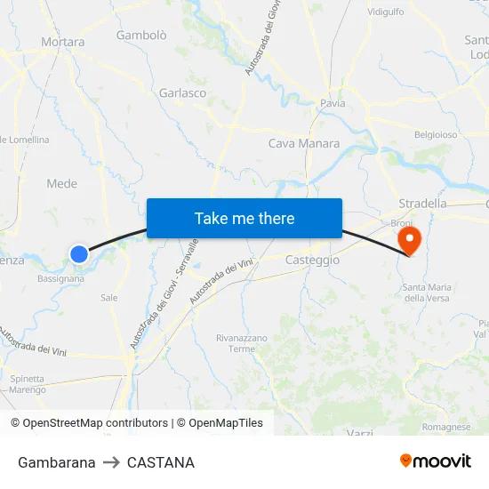 Gambarana to Castana map