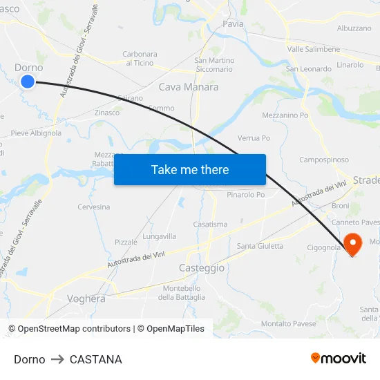 Dorno to Castana map