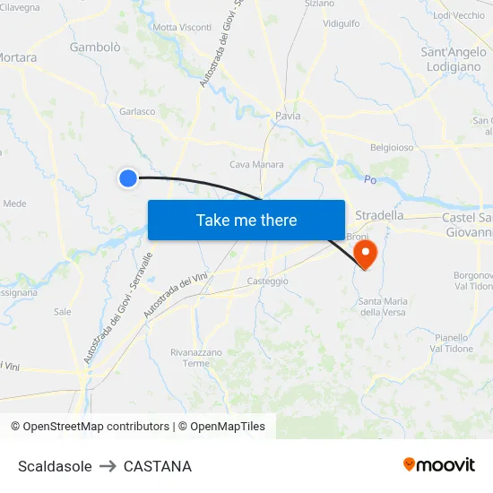 Scaldasole to Castana map
