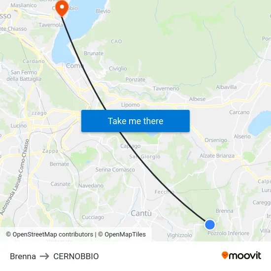 Brenna to Cernobbio map