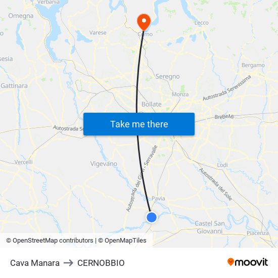 Cava Manara to CERNOBBIO map