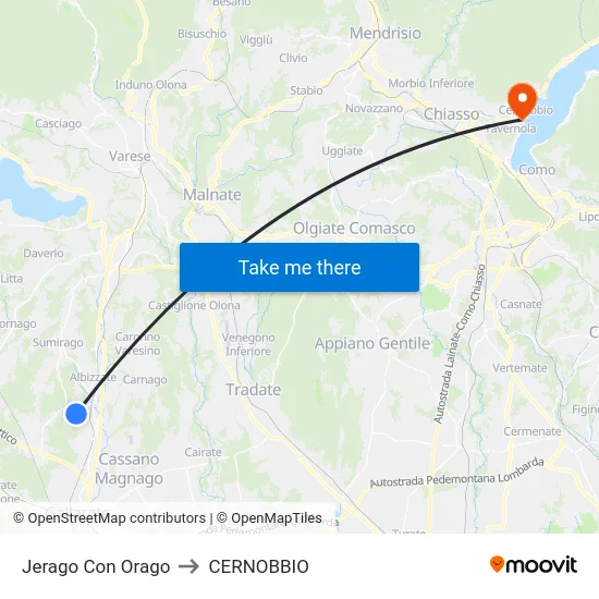 Jerago con Orago to Cernobbio map