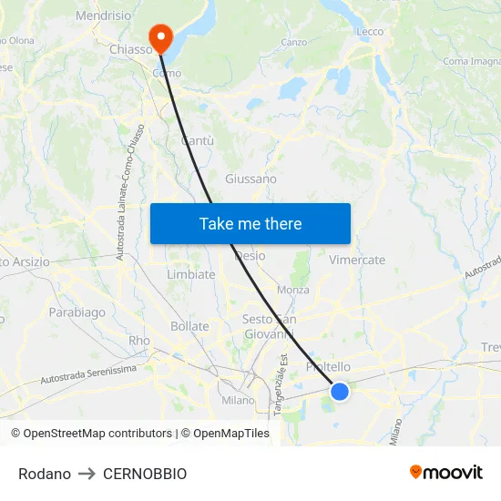 Rodano to Cernobbio map