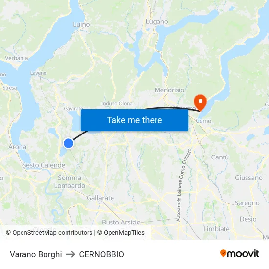 Varano Borghi to Cernobbio map