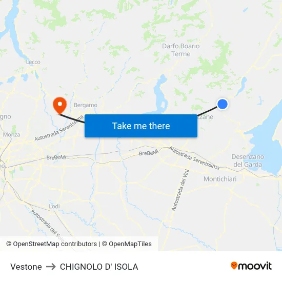 Vestone to CHIGNOLO D' ISOLA map