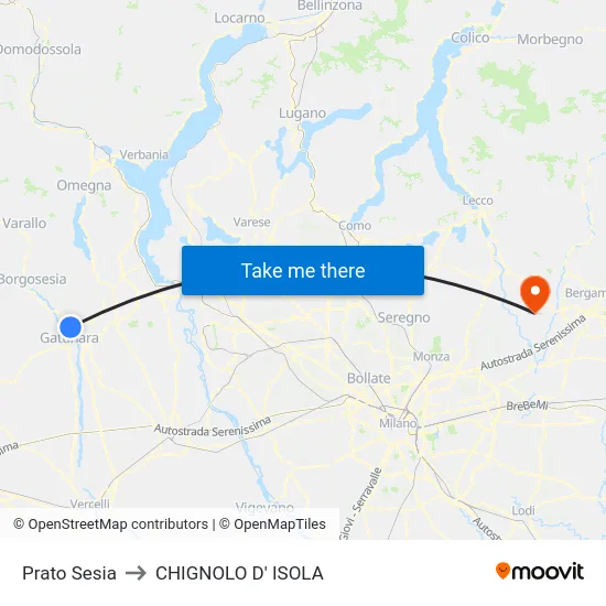 Prato Sesia to CHIGNOLO D' ISOLA map