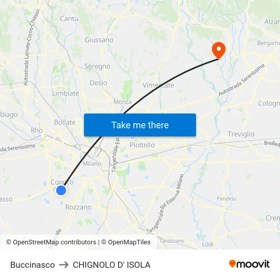 Buccinasco to CHIGNOLO D' ISOLA map