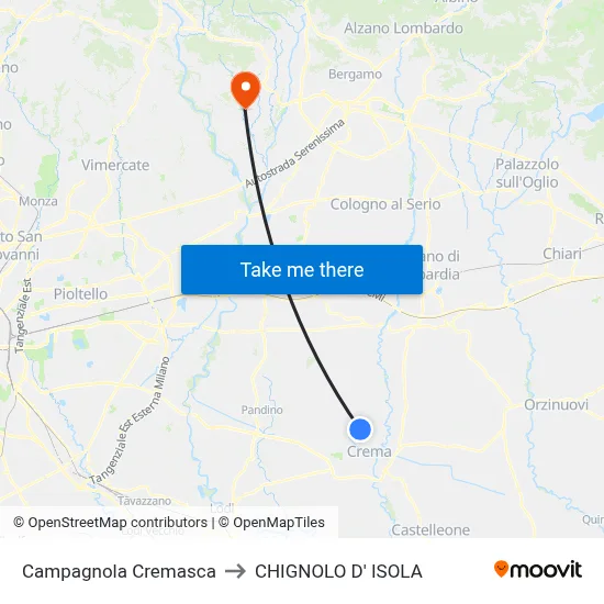 Campagnola Cremasca to CHIGNOLO D' ISOLA map