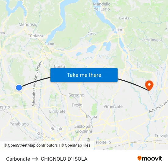 Carbonate to CHIGNOLO D' ISOLA map