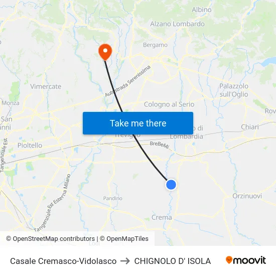 Casale Cremasco-Vidolasco to CHIGNOLO D' ISOLA map