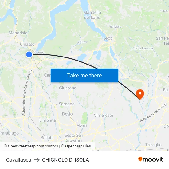 Cavallasca to CHIGNOLO D' ISOLA map