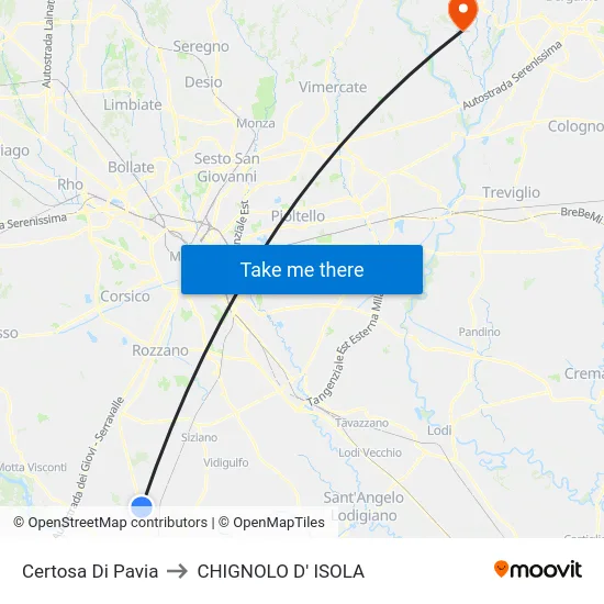 Certosa Di Pavia to CHIGNOLO D' ISOLA map