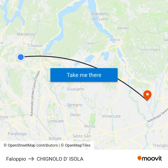 Faloppio to CHIGNOLO D' ISOLA map