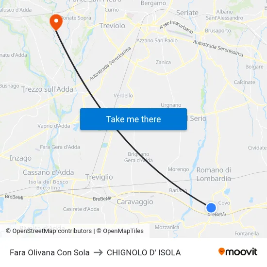 Fara Olivana Con Sola to Chignolo D' Isola map