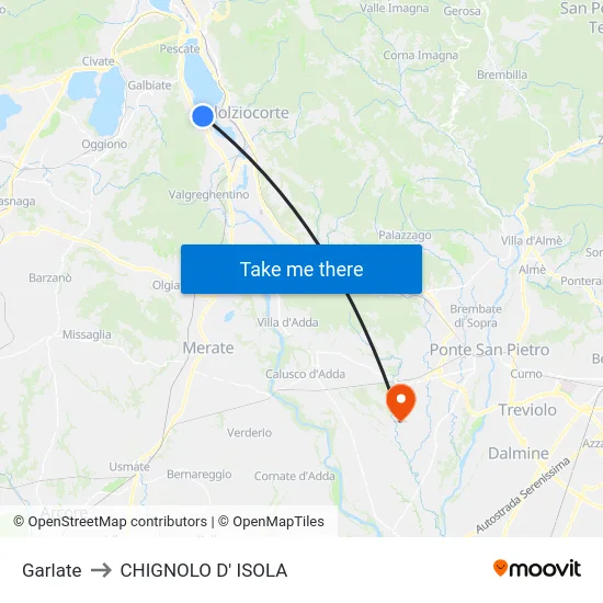 Garlate to CHIGNOLO D' ISOLA map