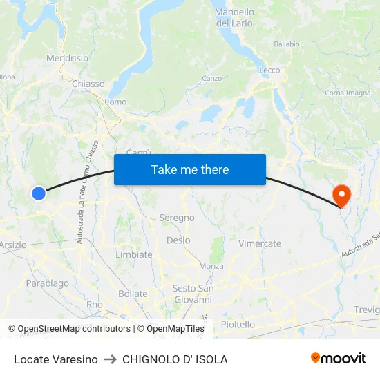 Locate Varesino to CHIGNOLO D' ISOLA map