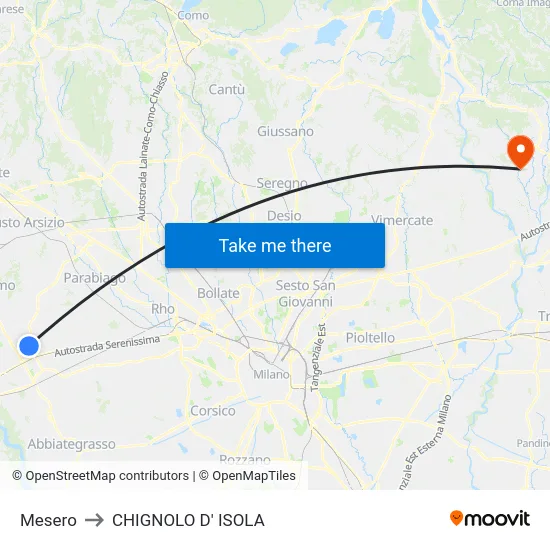 Mesero to CHIGNOLO D' ISOLA map