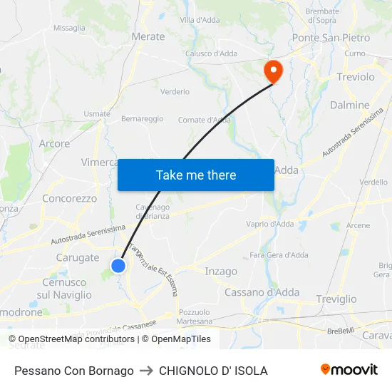 Pessano Con Bornago to CHIGNOLO D' ISOLA map