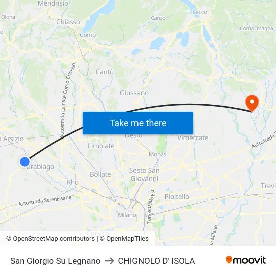 San Giorgio Su Legnano to CHIGNOLO D' ISOLA map