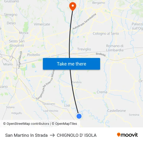 San Martino In Strada to CHIGNOLO D' ISOLA map