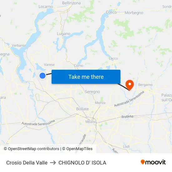 Crosio Della Valle to CHIGNOLO D' ISOLA map