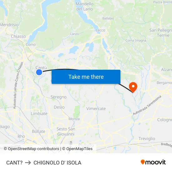 CANT? to CHIGNOLO D' ISOLA map