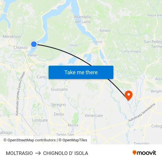 MOLTRASIO to CHIGNOLO D' ISOLA map