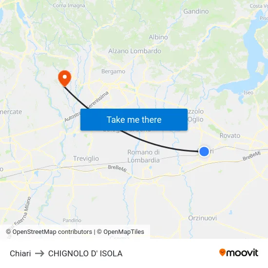 Chiari to CHIGNOLO D' ISOLA map