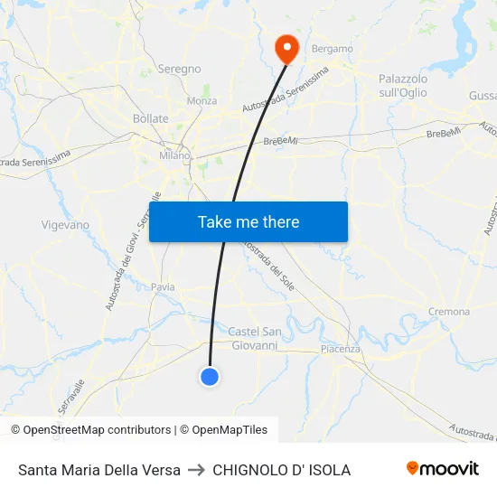 Santa Maria Della Versa to CHIGNOLO D' ISOLA map