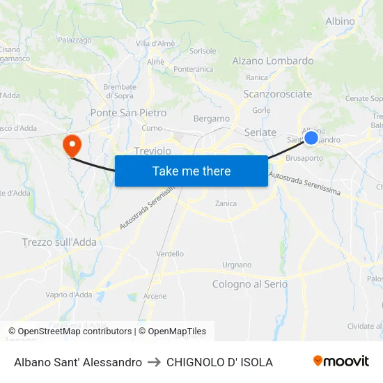 Albano Sant' Alessandro to CHIGNOLO D' ISOLA map