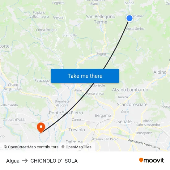 Algua to Chignolo D' Isola map