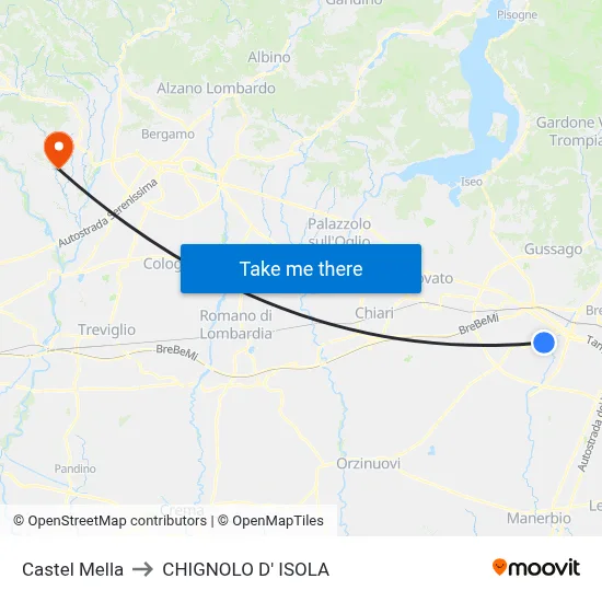 Castel Mella to Chignolo D' Isola map