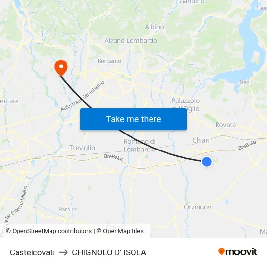 Castelcovati to CHIGNOLO D' ISOLA map