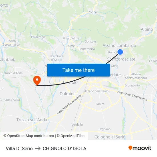 Villa di Serio to Chignolo D' Isola map