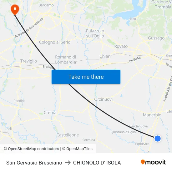 San Gervasio Bresciano to CHIGNOLO D' ISOLA map