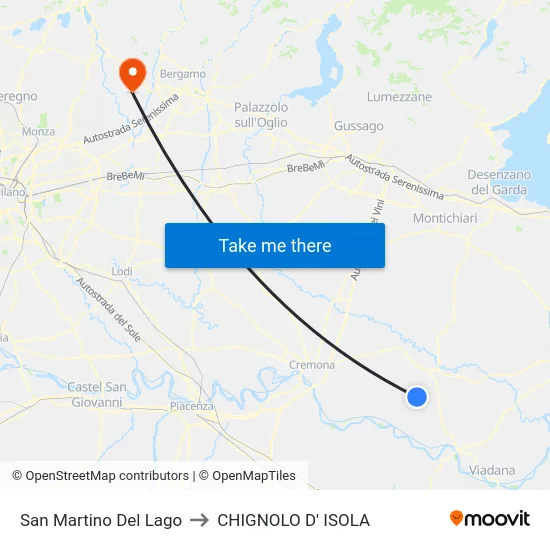 San Martino Del Lago to CHIGNOLO D' ISOLA map