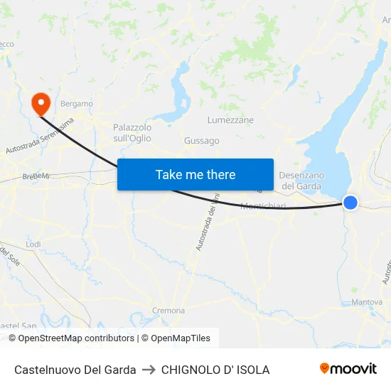 Castelnuovo Del Garda to Chignolo D' Isola map