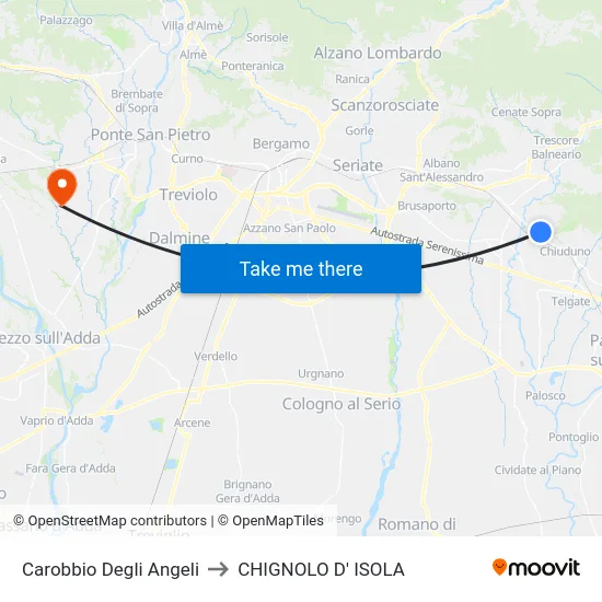Carobbio Degli Angeli to CHIGNOLO D' ISOLA map