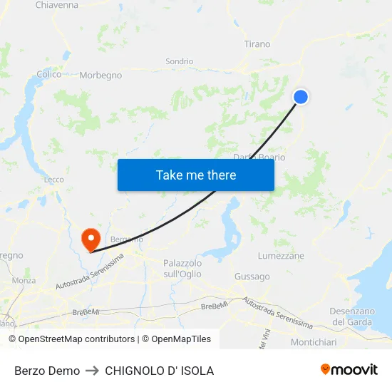 Berzo Demo to CHIGNOLO D' ISOLA map