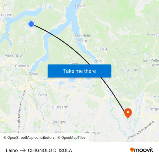 Laino to CHIGNOLO D' ISOLA map