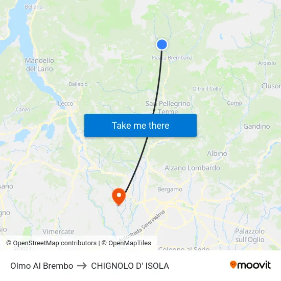 Olmo Al Brembo to CHIGNOLO D' ISOLA map