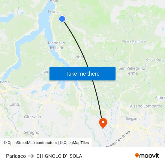 Parlasco to CHIGNOLO D' ISOLA map
