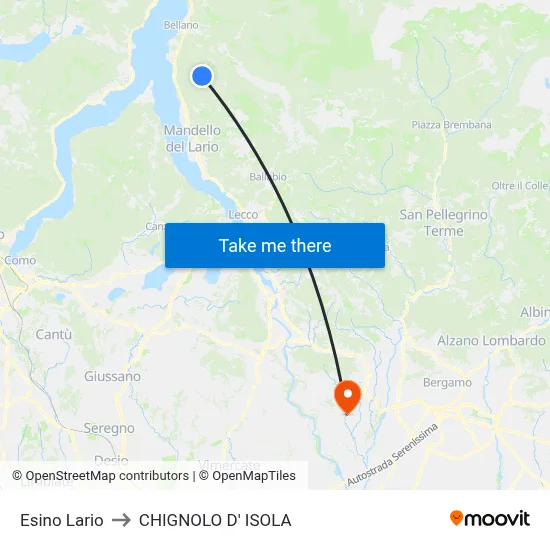 Esino Lario to Chignolo D' Isola map